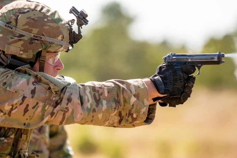 soldier shooting M9