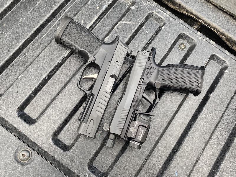 The Fuse on the left next to my daily carry gun, a P365 with a bunch of upgrades (the frame is from Icarus Precision and the slide on this one is a Lone Wolf).