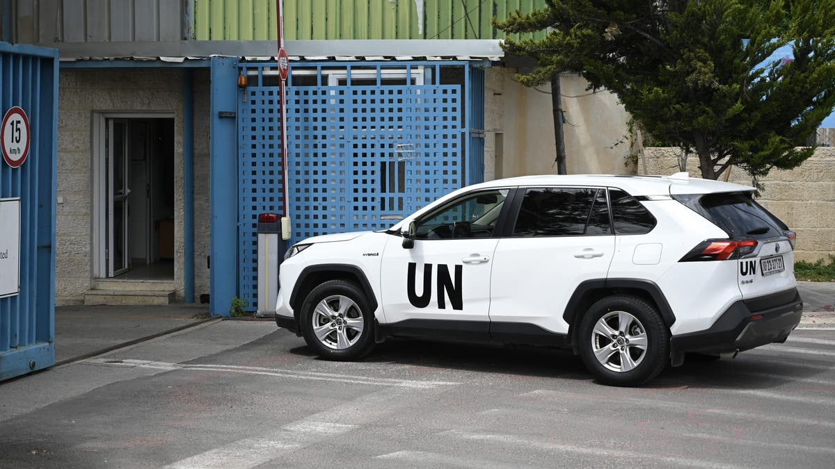 A U.N. vehicle arrives at the UNRWA offices in Jerusalem on Apr 2, 2024.