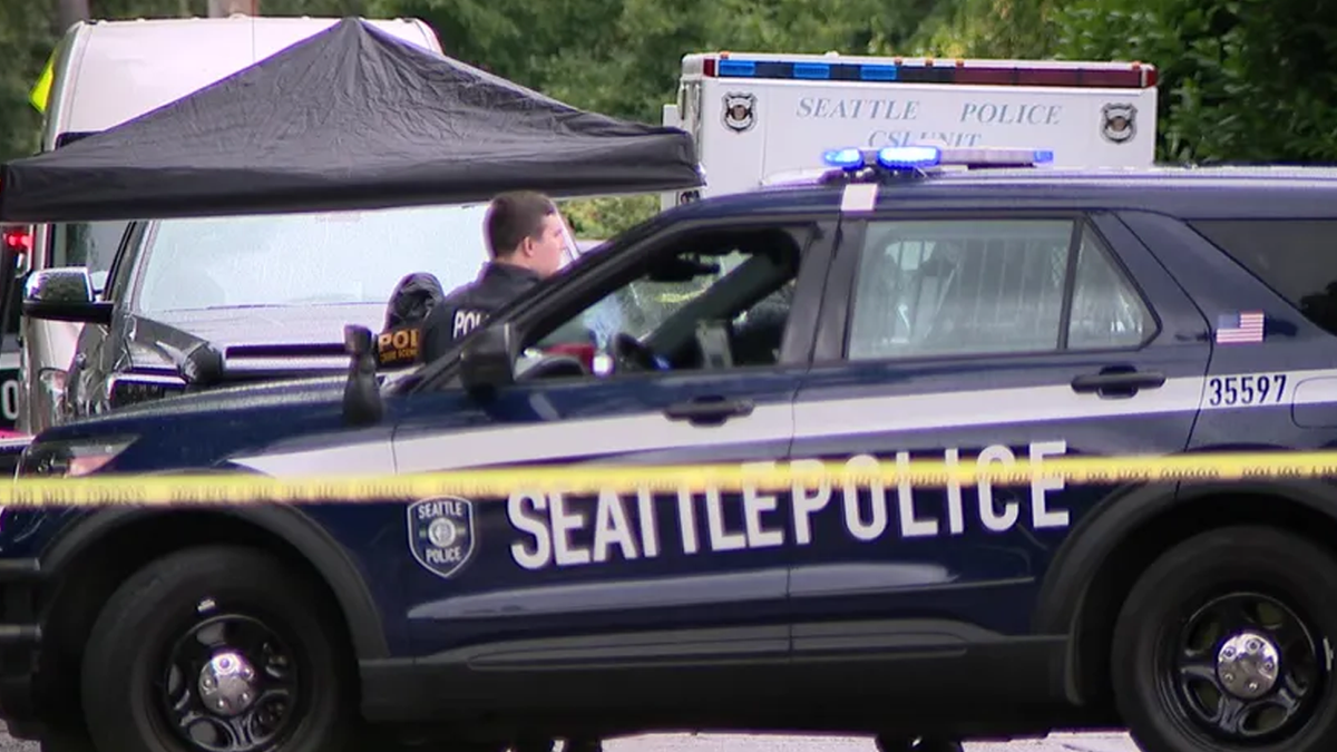 Seattle police car on crime scene