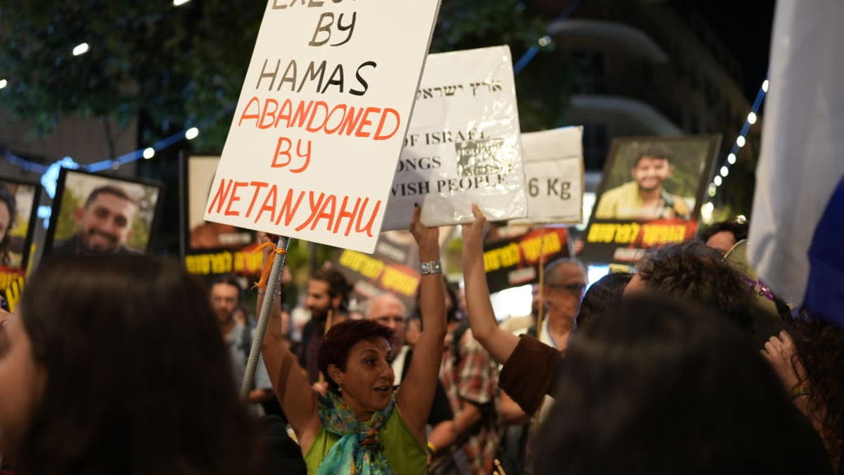 Thousands of Israelis protest against Israeli Prime Minister Benjamin Netanyahu and his government for not signing the cease-fire agreement with Gaza and to demand a hostage swap deal with Palestinians in Jerusalem on Sept. 5, 2024.