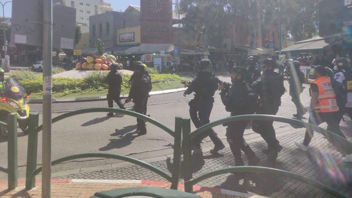 Israeli police respond to Wednesday’s stabbing attacks in Hadera.