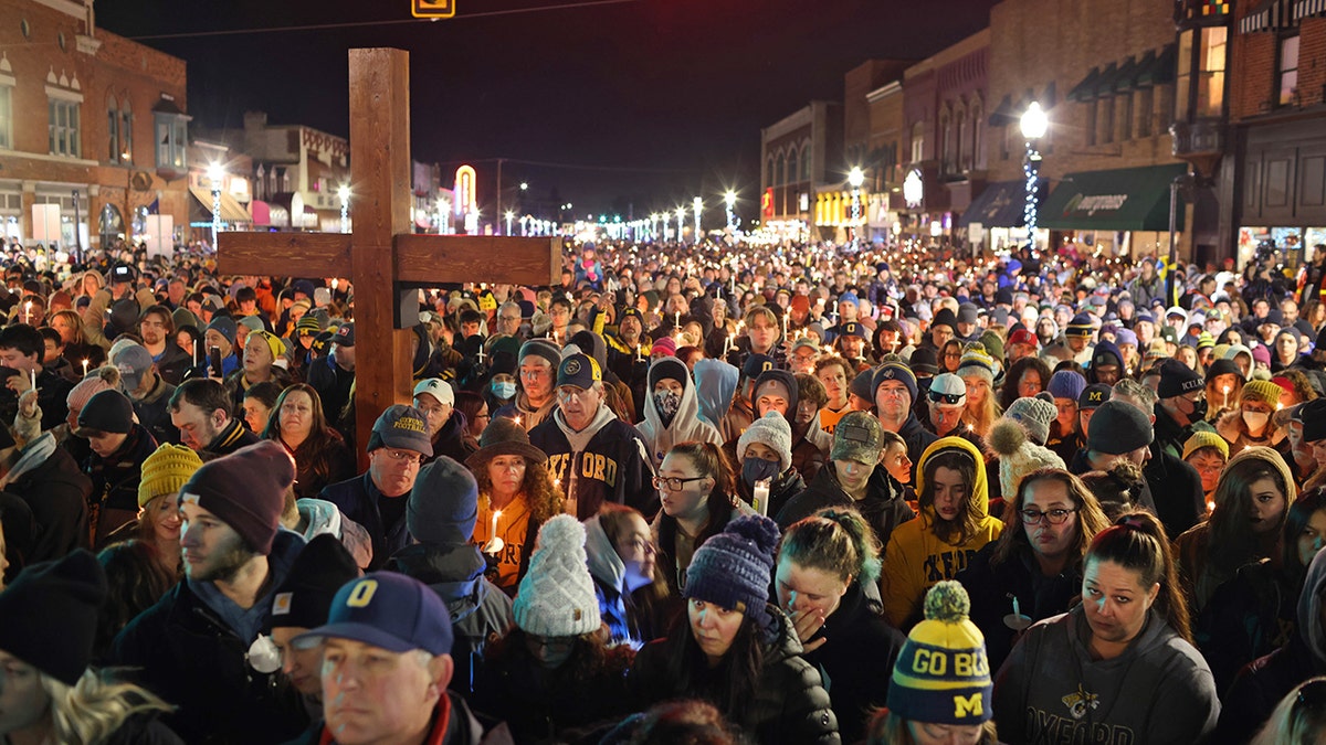 A vigil for the victims of the Oxford High School shooting