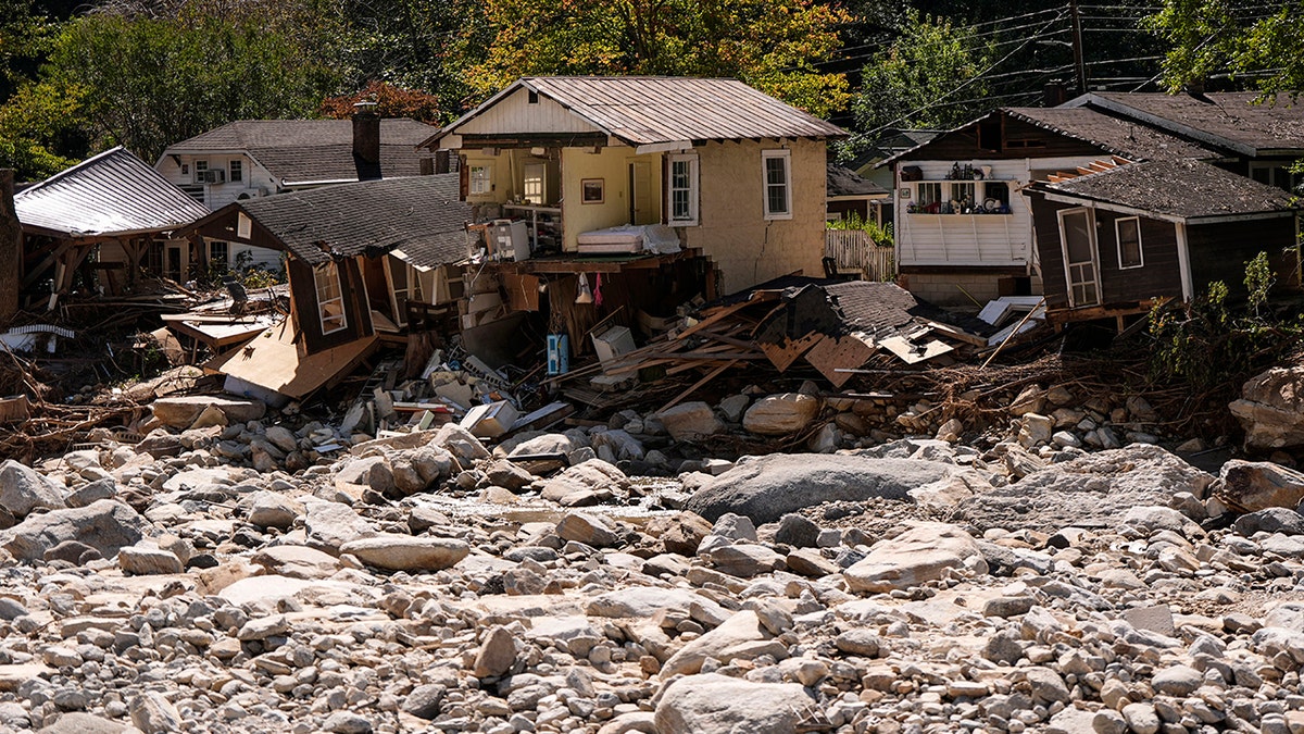 Homes damaged by the hurricane in Chimney Rock