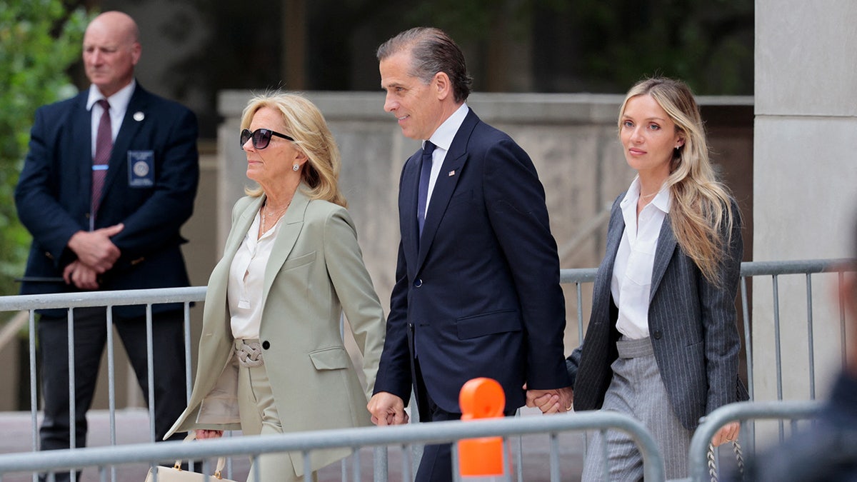 Hunter Biden with stepmother Jill and wife Melissa outside court