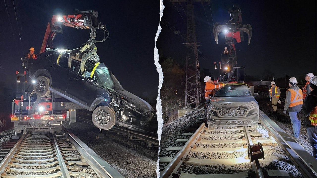 SUV driver’s joyride on New York railroad tracks ends in fiery wreck: police