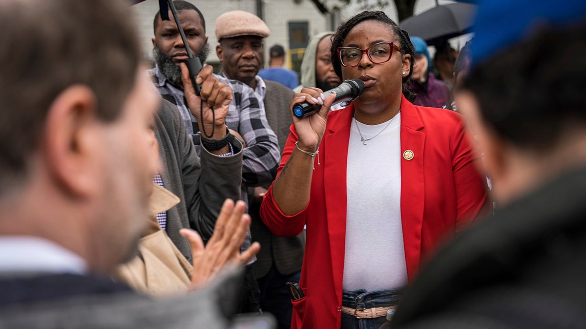 LaMonica McIver speaks in New Jersey