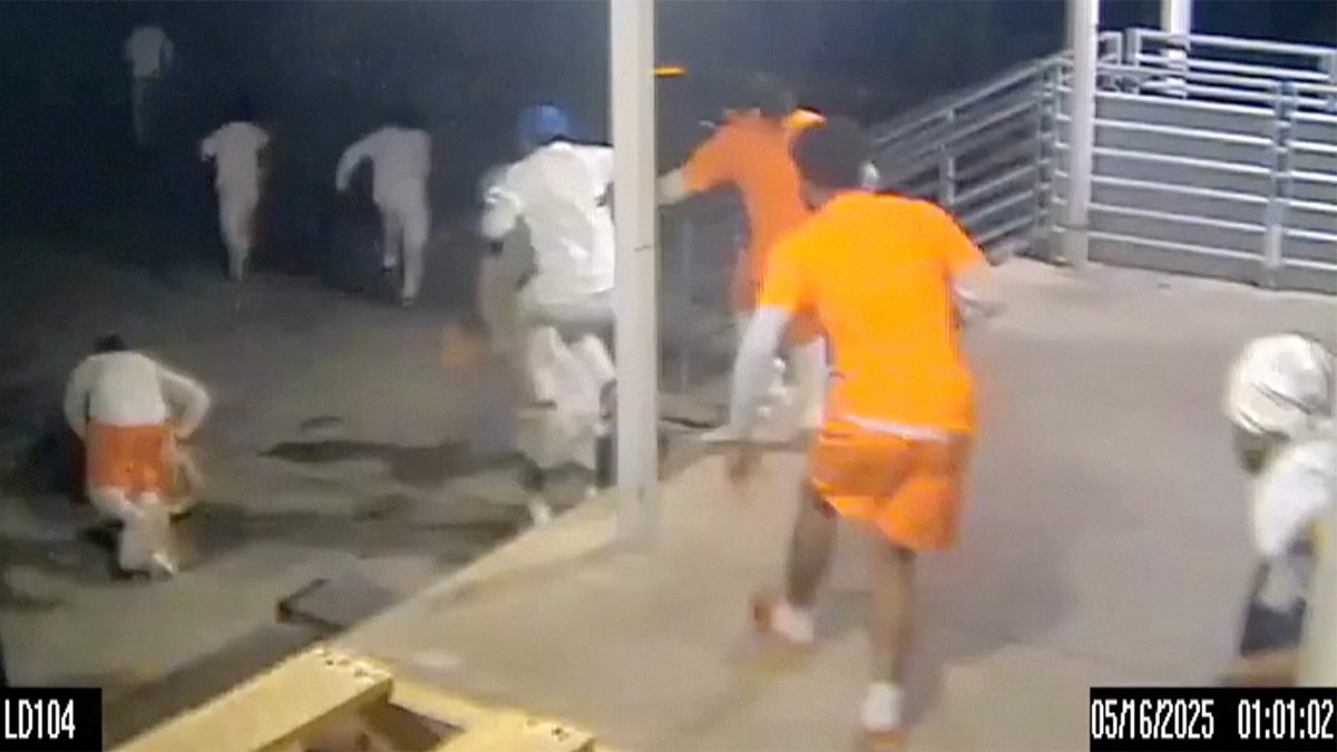 Prisoner caught on surveillance cameras breaking out of jail and fleeing the property.