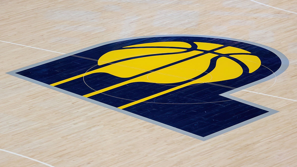 Pacers logo on court