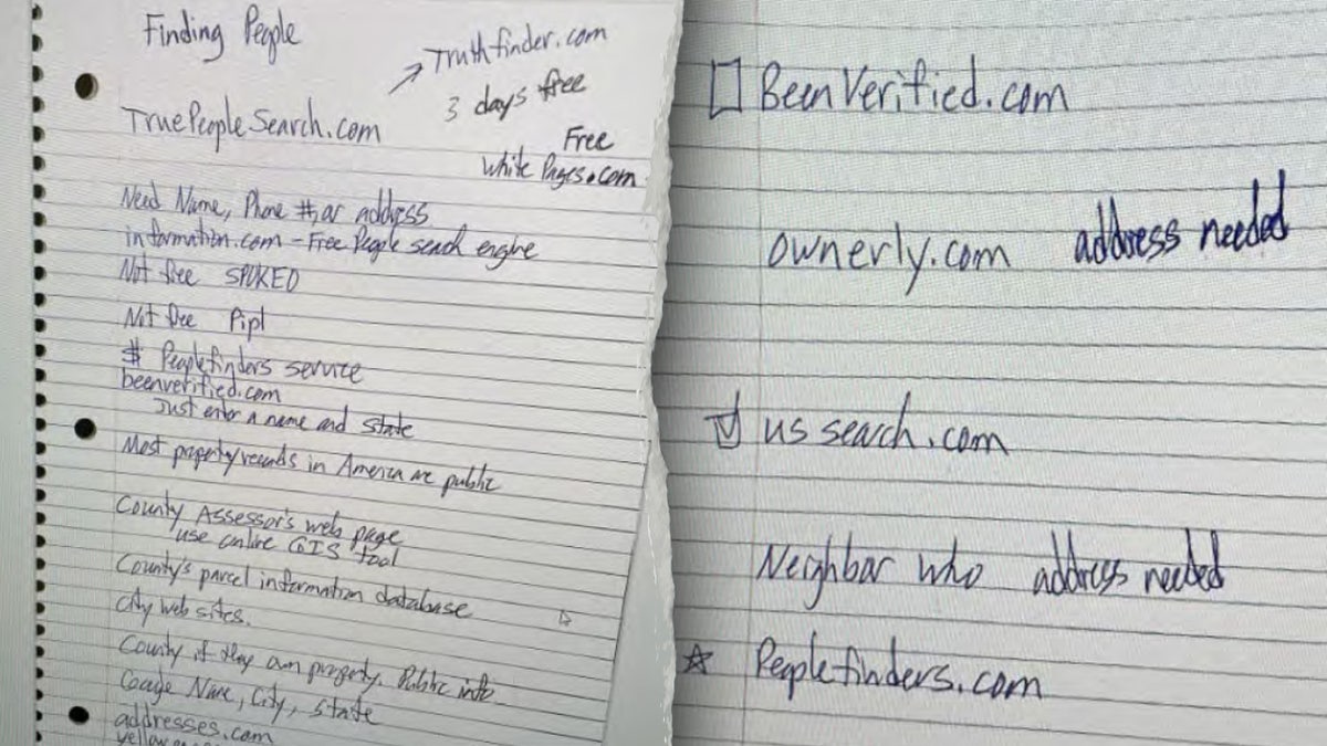 Vance Boelter notebook images