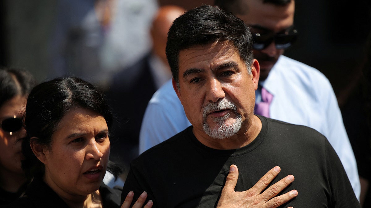 David Huerta speaks to media