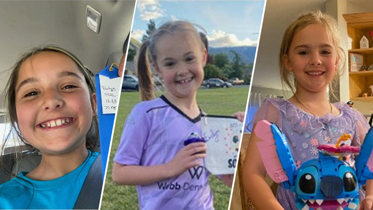 Split image showing Paityn, Evelyn and Olivia Decker