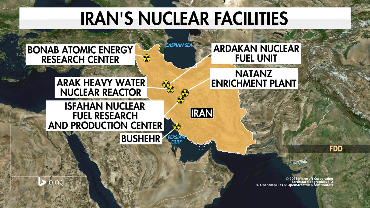 Map of Iran's nuclear facilities