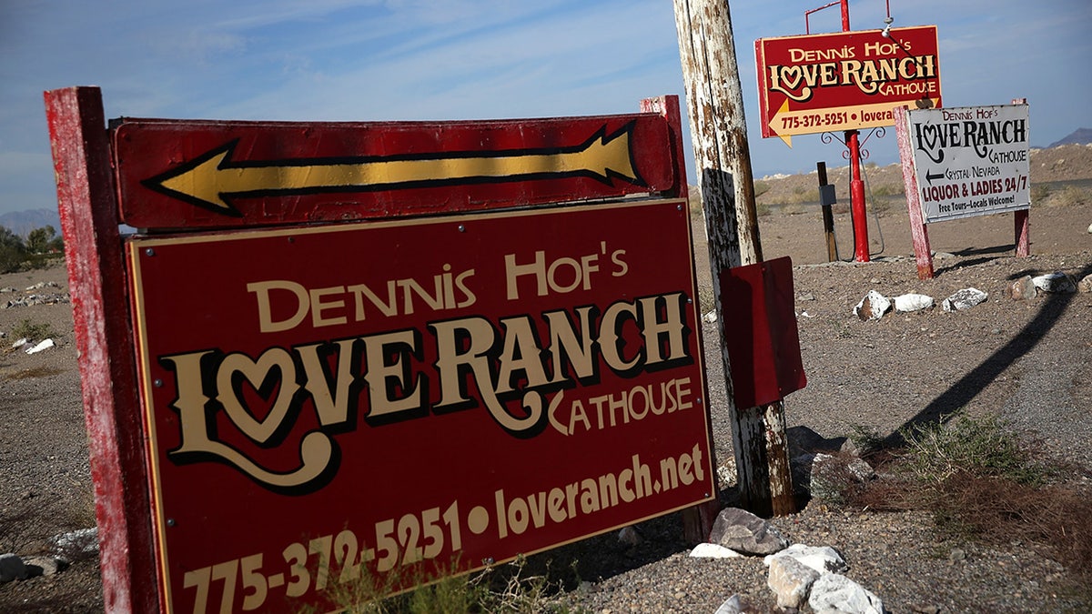 A sign for the Love Ranch.