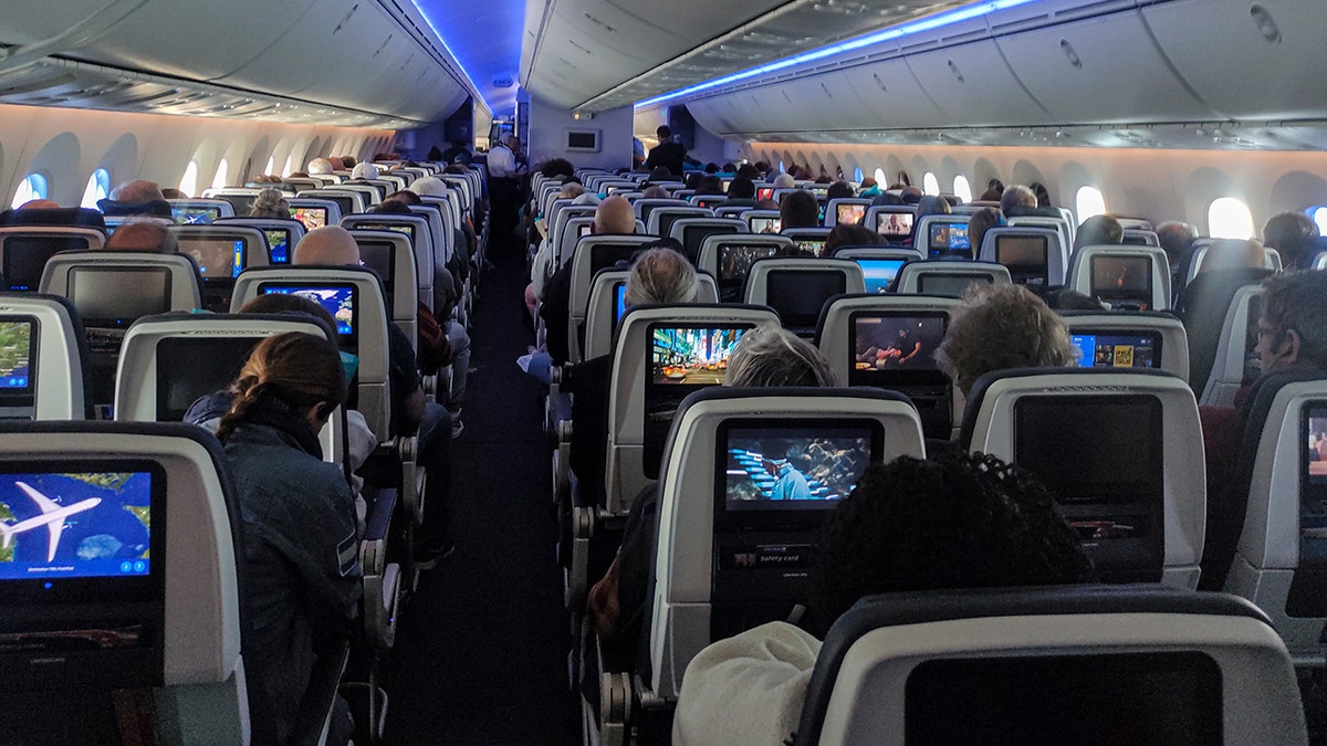 Cabin view inside airplane