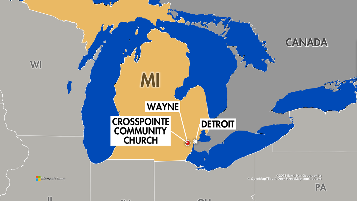 A map showing the CrossPointe Church location in Michigan