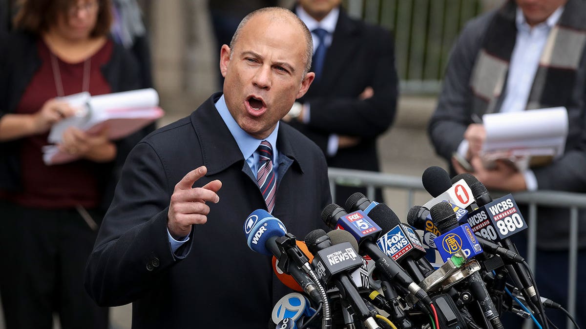 Michael Avenatti speaks to the press outside federal court after Michael Cohen's sentencing hearing in New York City on Dec. 12, 2018.