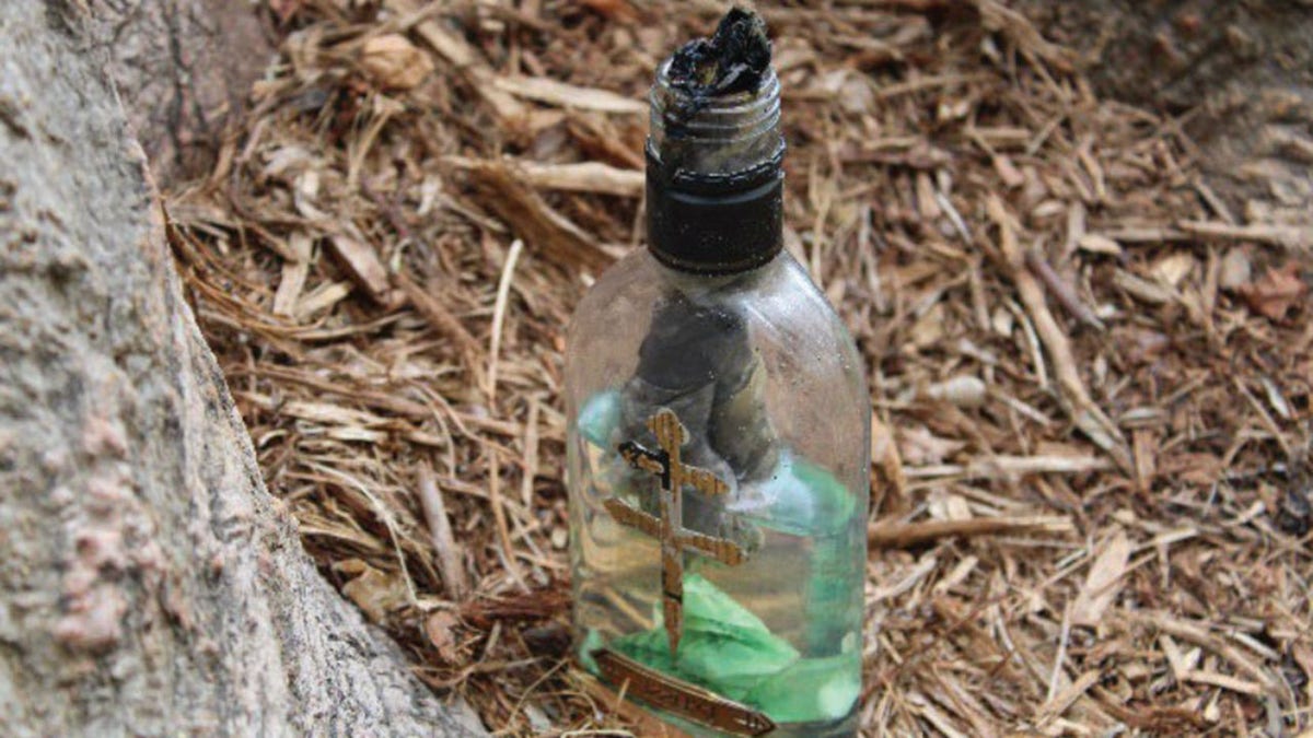 A Molotov cocktail in the grass