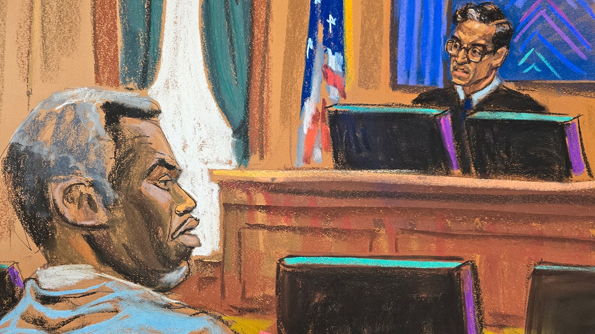 P. Diddy and the judge in court during the trail.