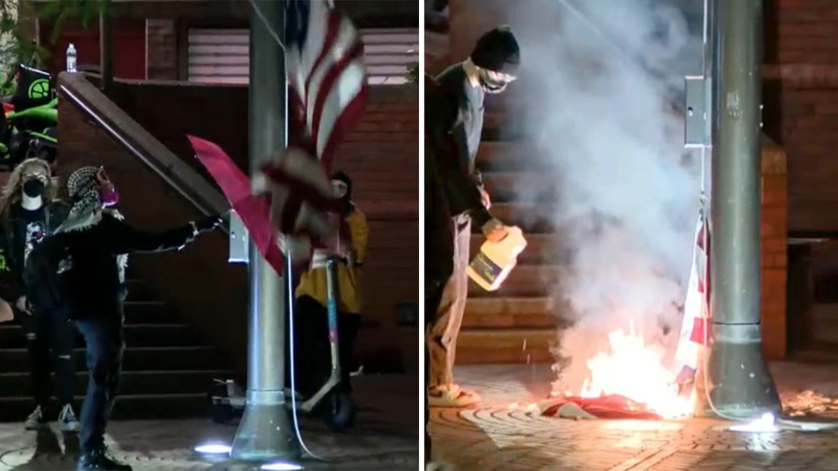 American flag burned in Seattle
