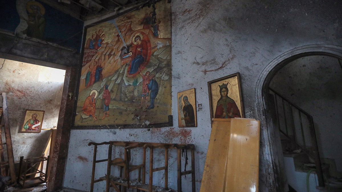 Damage done to a church in Syria.