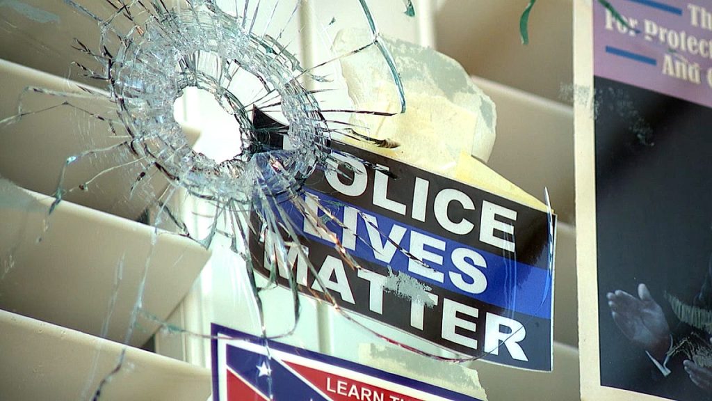 Blue city resident vows to keep pro-Trump political displays on home despite second shooting attack Blue city resident vows to keep pro-Trump political displays on home despite second shooting attack