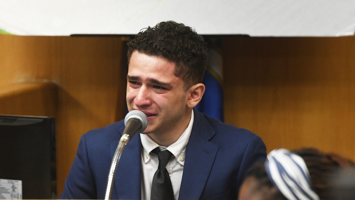 Raul Valle speaks during his second day of testimony at his murder trial in state Superior Court, in Milford, Conn. July 1, 2025.
