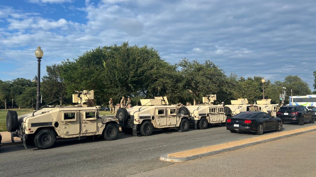 National Guard vehicles seen in Washington.