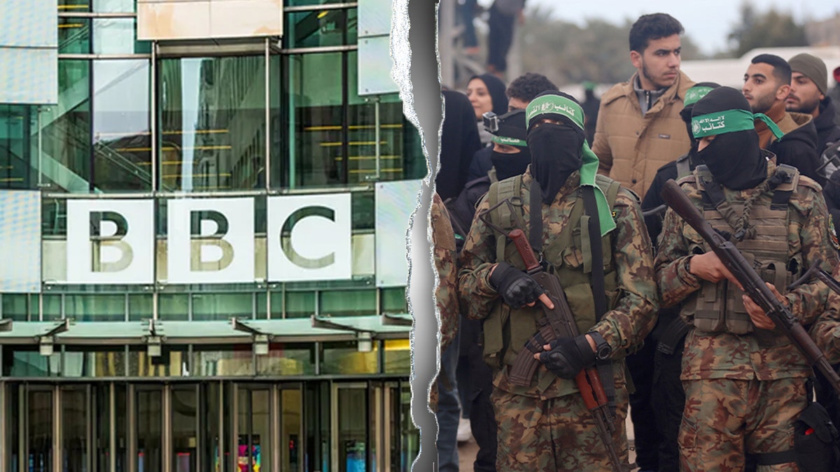 BBC building and Hamas terrorists