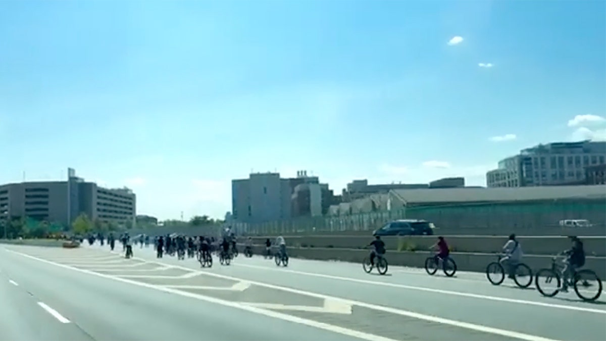 Bikers on a Boston highway