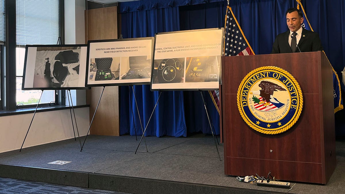 A Justice Department news conference in California.