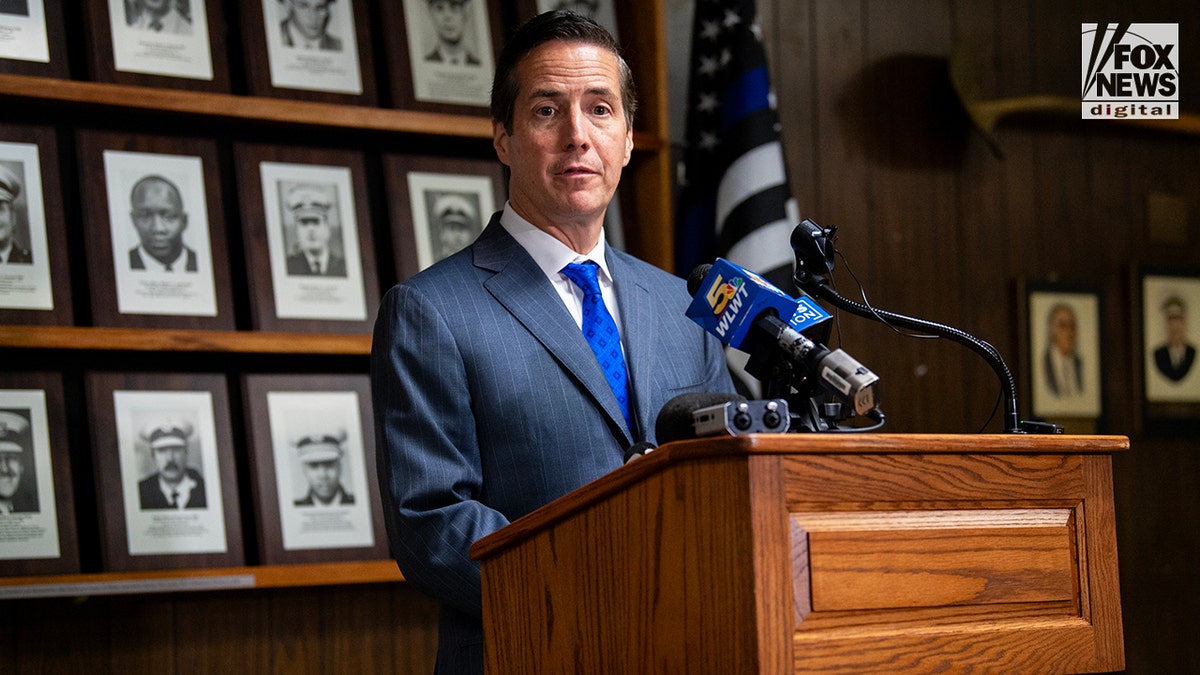 Sen. Bernie Moreno speaks at a press conference alongside Holly, a victim in the viral July 26 brawl in Cincinnati