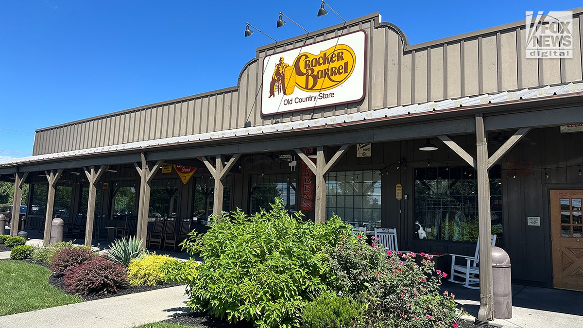Exterior of Cracker Barrel after new logo and rebranding announcement.
