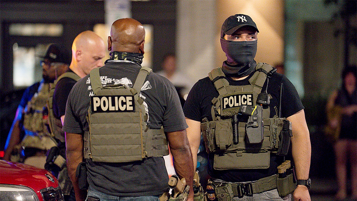 Police officers in tactical gear pictured in Washington, D.C.