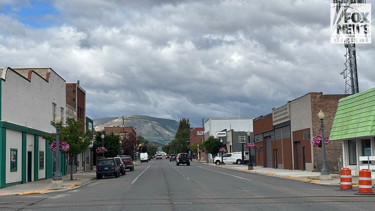 Street-level view of Main St in Anaconda, Montana.