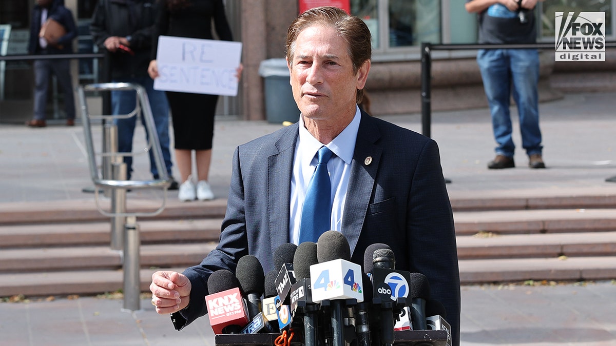 District Attorney Hochman outside court for the hearing on the resentencing of the Menendez brothers for the murder of their parents