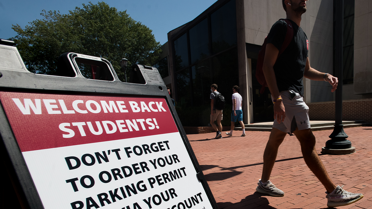 Student walks on campus of University of South Carolina