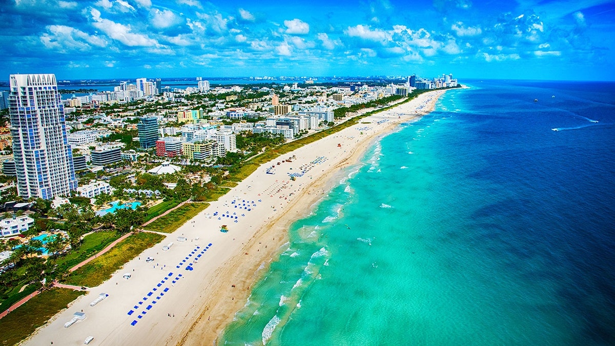 Miami Beach with white sands beach and turquoise water