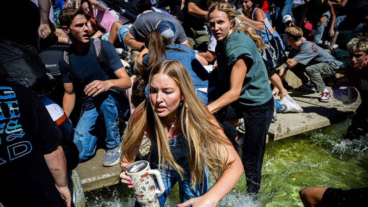 Charlie Kirk shot, crowd disperses