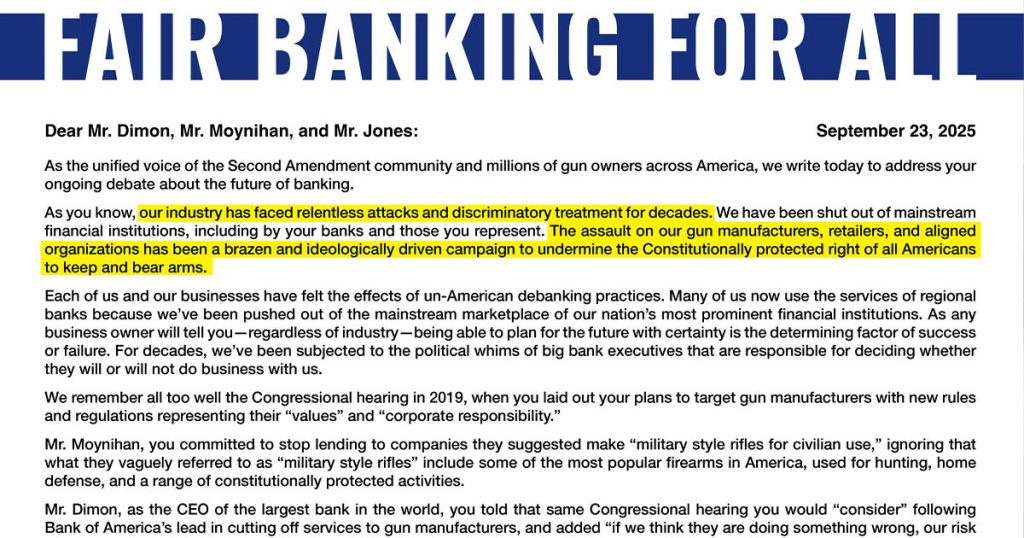 Gun Groups Demand Banks Publicly Pledge to Stop Debanking Firearms Industry Gun Groups Demand Banks Publicly Pledge to Stop Debanking Firearms Industry