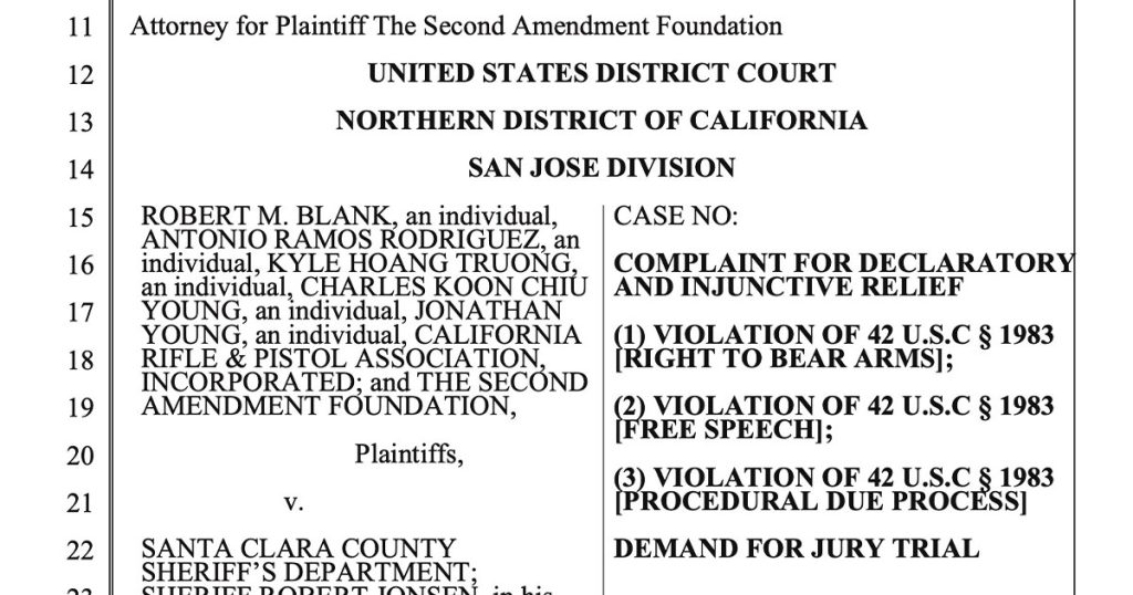 Gun Rights Groups Sue Santa Clara Over ,000 CCW Costs and Mandatory Psych Exams Gun Rights Groups Sue Santa Clara Over ,000 CCW Costs and Mandatory Psych Exams