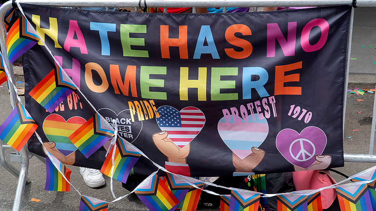 LGBT protest flag sign