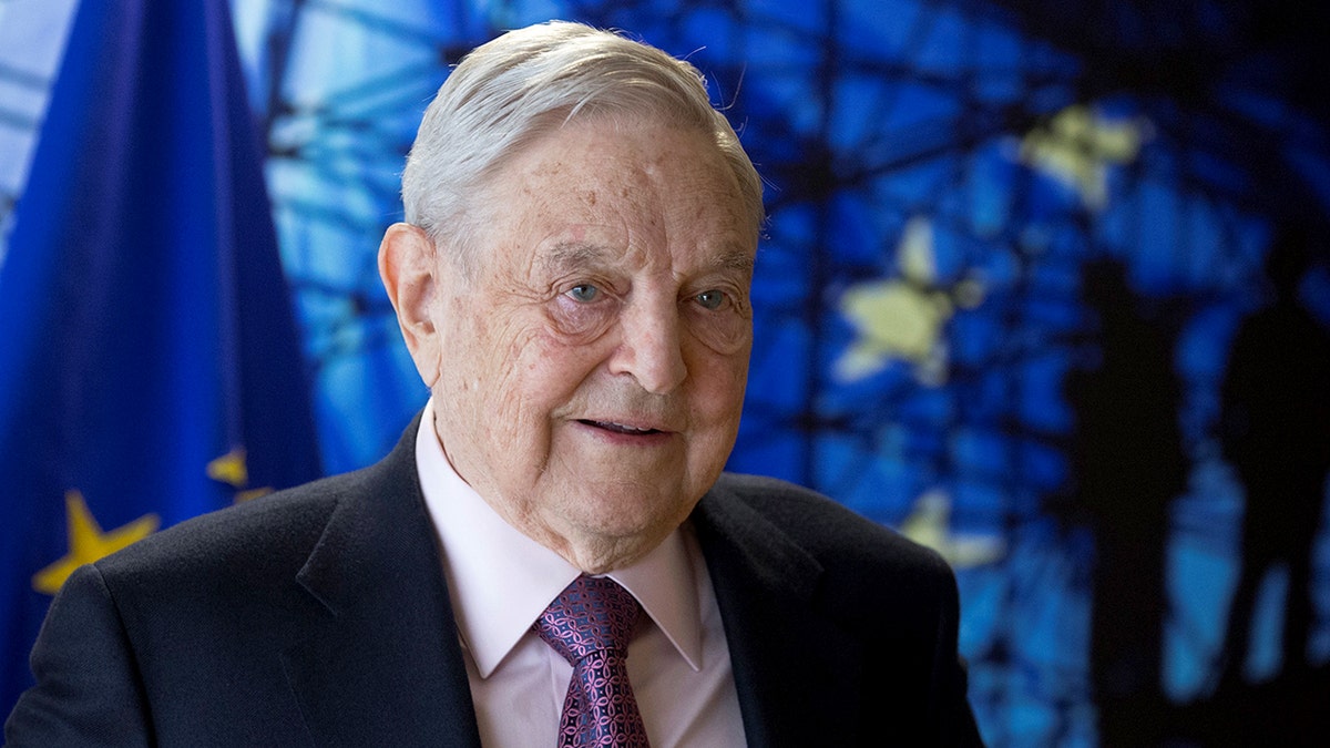 George Soros at meeting in Brussels
