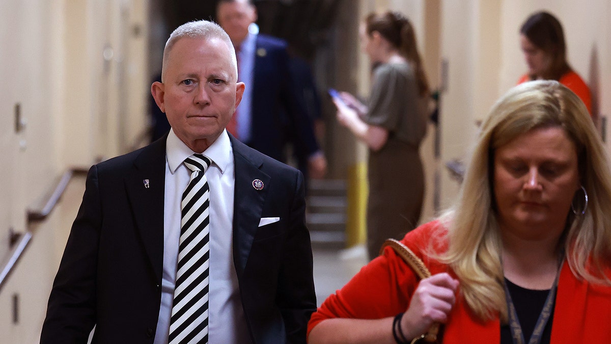 Rep. Jeff Van Drew, R-N.J., arrives at a House Republican caucus meeting at the U.S. Capitol on Oct. 12, 2023, in Washington, D.C. 