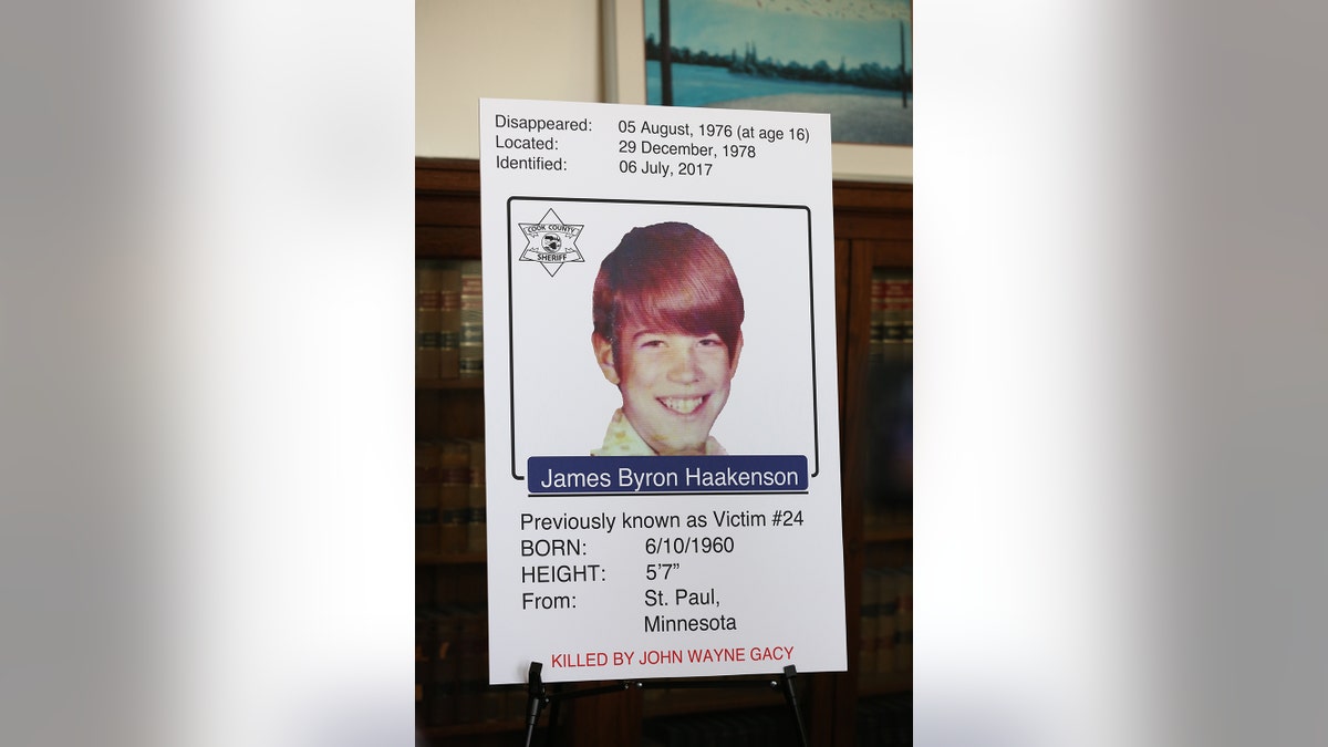 A sign showing one of John Wayne Gacy's victims.