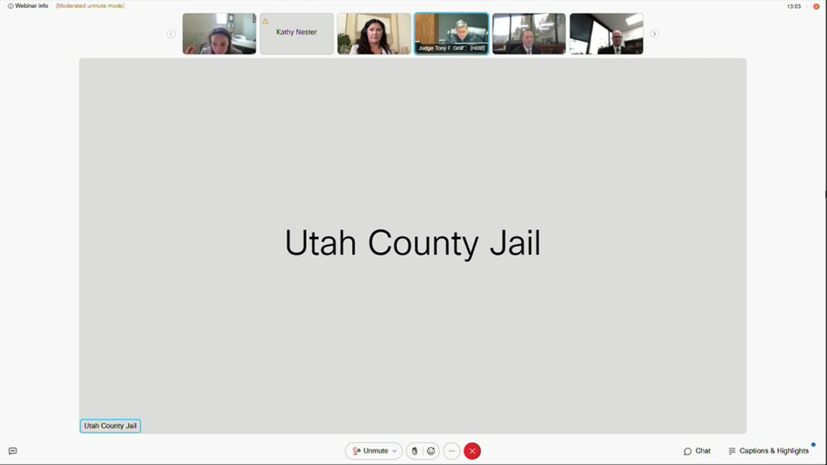 a gray slate reads "Utah County Jail" where Tyler Robinson's face should appear