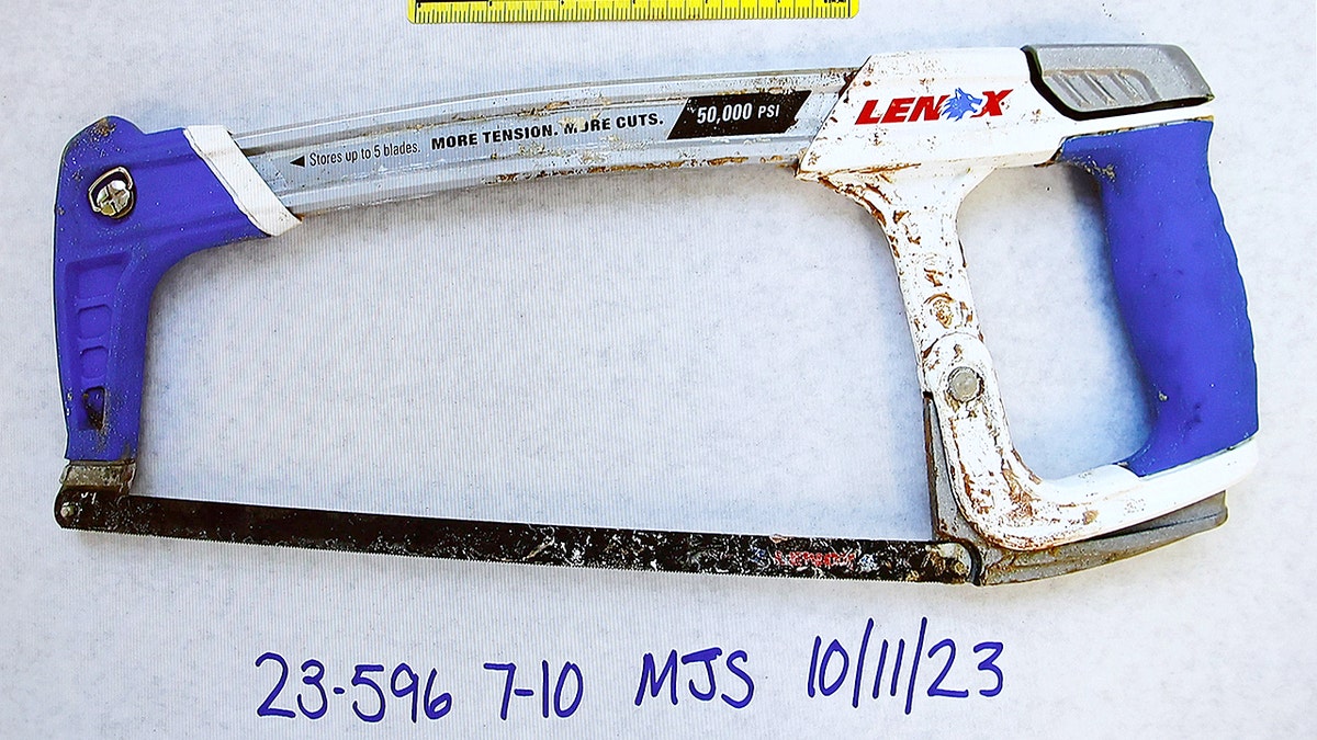 Evidence photo used in the Brian Walshe trial of a blood positive tool