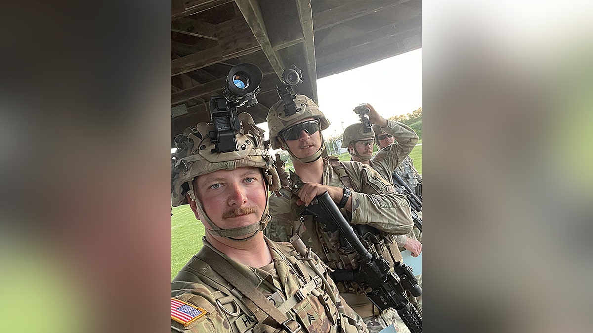 several national guardsman takes selfie