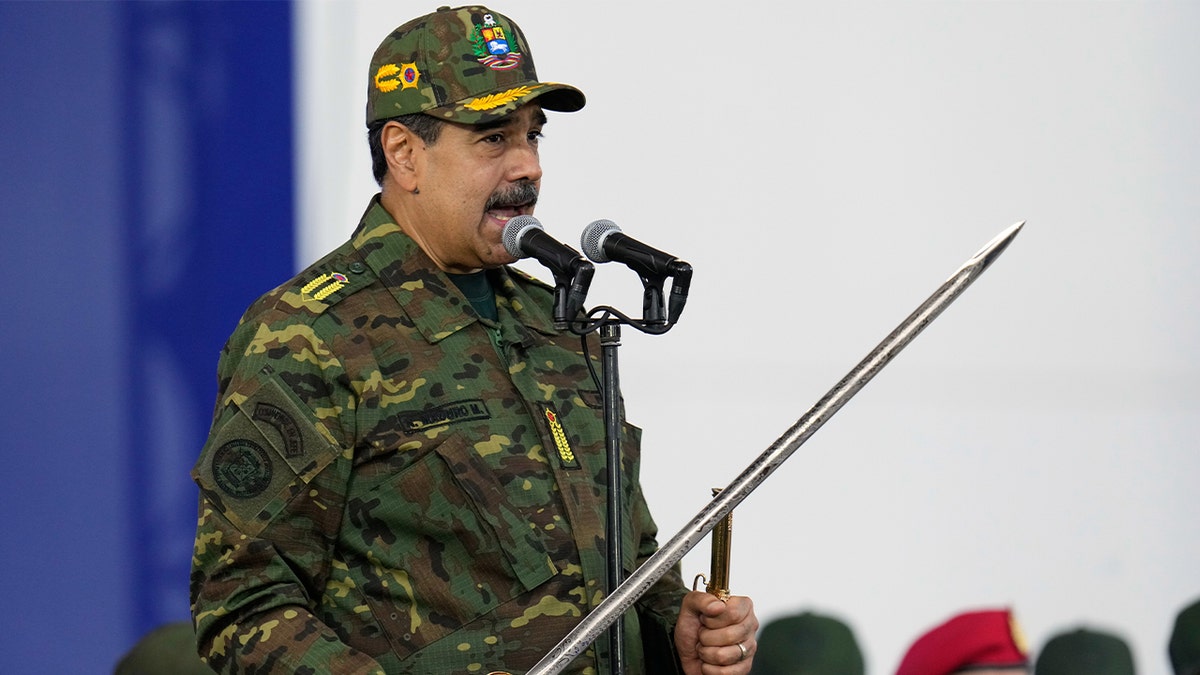 Venezuelan President Nicolas Maduro in a speech at the military academy.