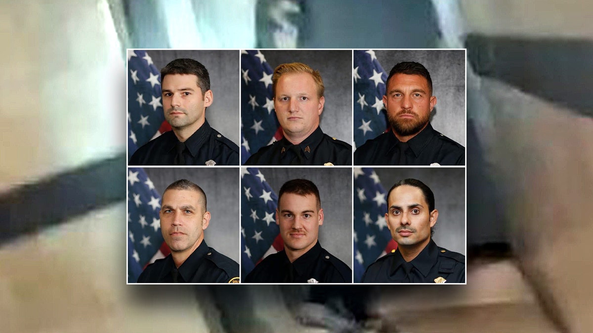 Headshots of six police officers.
